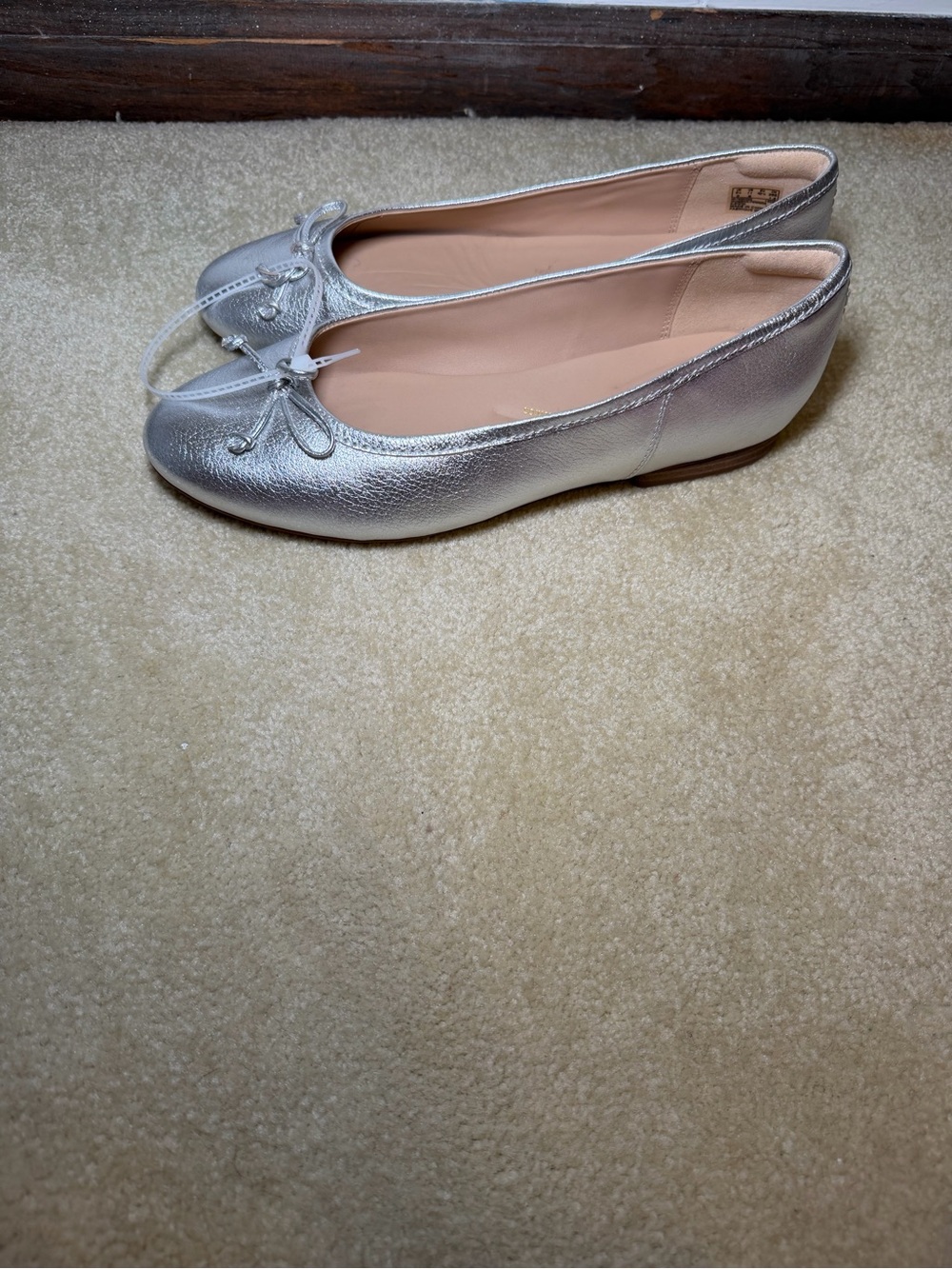 NWT Clarks Silver Metallic Leather Candra Light Ballet Flats
